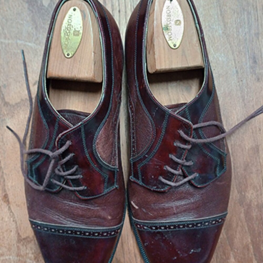 Stamati Mastroianni Maroon Two-Tone Dress Shoes